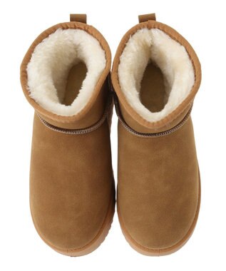 Green Parks ・minia フェイクムートンショートブーツ Camel