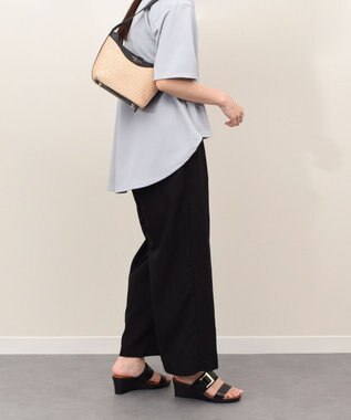 INTER-CHAUSSURES 【CHRISTIAN VILLA】ラフィアコンビレザーショルダーバッグ ブラックコンビ