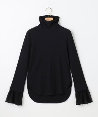 組曲 【洗える】フライスタートルネック カットソー ブラック系