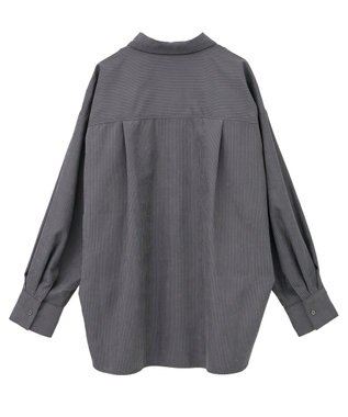 Green Parks シルキータッチストライプシャツ Charcoal Gray