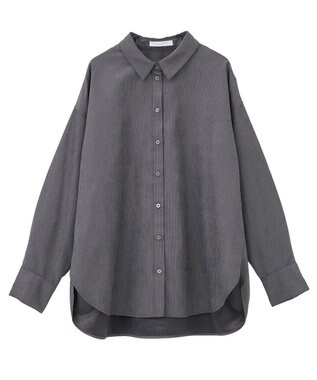 Green Parks シルキータッチストライプシャツ Charcoal Gray