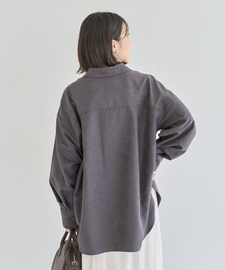 Green Parks シルキータッチストライプシャツ Charcoal Gray