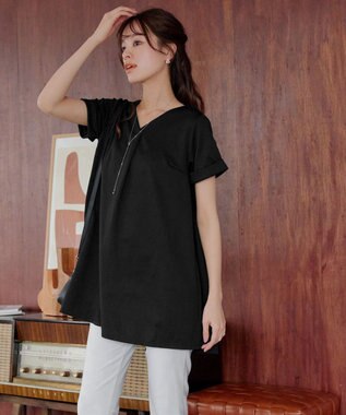 Tiaclasse 【UVカット・吸水速乾】 “きれい見え” バックフレアチュニック ブラック