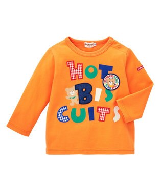 MIKI HOUSE HOT BISCUITS 【80-120cm】 カラフルロゴ 長袖Tシャツ オレンジ