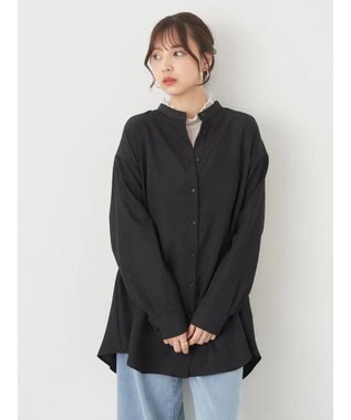 earth music&ecology バックデザインシャツ Black