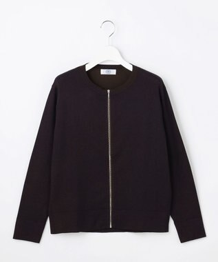J.PRESS LADIES S 【季節の変わり目に】Vis/Peスパーク ニット ブルゾン ダークブラウン系