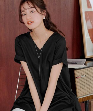 Tiaclasse 【UVカット・吸水速乾】 “きれい見え” バックフレアチュニック ブラック