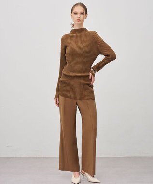 uncrave シアーストライプニット タートルトップス キャメル