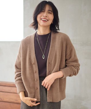 ANY 【洗濯機可】フェザーニットカーディガン モカ