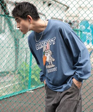 WEGO 【ユニセックス着用ITEM】アニマルキャラBIG　T（LS） ブルー