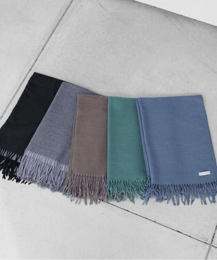 Tiaclasse 【洗える】リバーシブルデザイン大判マフラー ミント×グレー