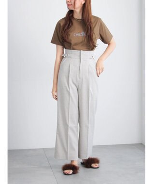 Te chichi フロッキープリントロゴTシャツ ブラウン