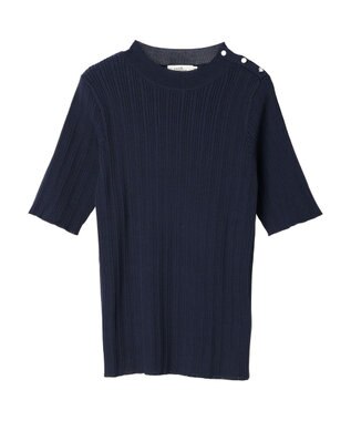 earth music&ecology ショルダーボタンリブニットプルオーバー Dark Navy