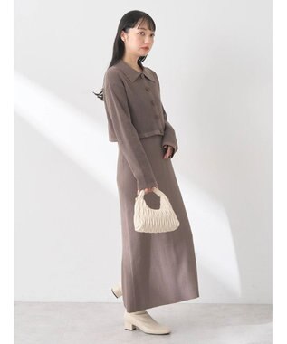 earth music&ecology ＳＥＴ２点襟付きカーディガン＋ニットワンピース Mocha
