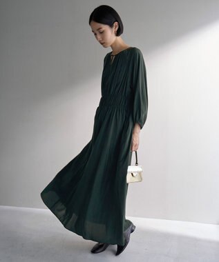 UNFILO ドビーデシン ワンピース ダークグリーン