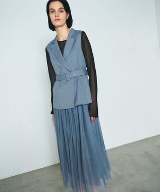 GRACE CONTINENTAL テーラーチュールワンピース グレー