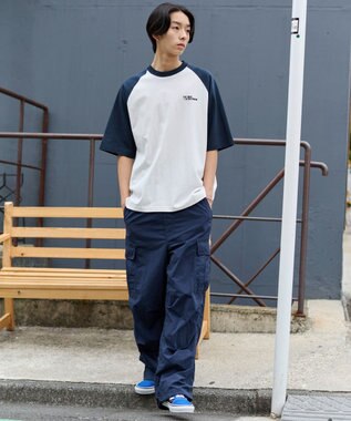 WEGO 【ウエストゴム/MLサイズ展開】ナイロンイージーカーゴパンツ ネイビー