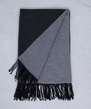 Tiaclasse 【洗える】リバーシブルデザイン大判マフラー ブラック