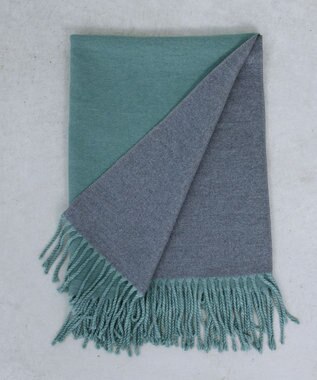 Tiaclasse 【洗える】リバーシブルデザイン大判マフラー ミント×グレー