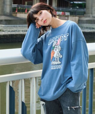 WEGO 【ユニセックス着用ITEM】アニマルキャラBIG　T（LS） ブルー