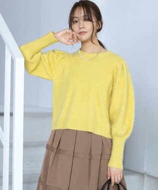 組曲 L 【WEB限定】フラッフィーファー パフスリーブニット イエロー系