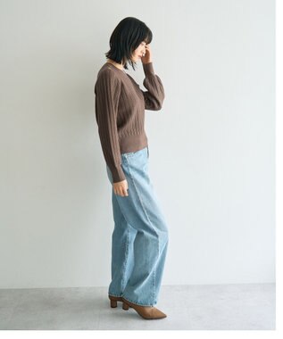 YECCA VECCA 金釦ミニケーブルニット Charcoal Gray