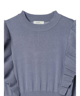 earth music&ecology ショルダーフリルニットワンピース Blue