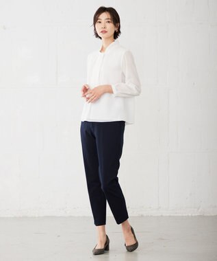 J.PRESS LADIES S カチオンストライプ ボウタイ カットソー ホワイト系