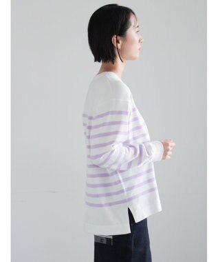 Te chichi ボーダーボックスシルエットプルオーバー ラベンダー