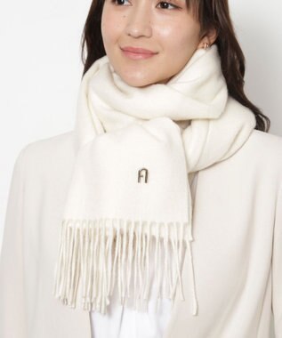 MOONBAT FURLA(フルラ）【WEB限定】ウール100％ アーチロゴ 無地ストール 190cm×60cm オフホワイト