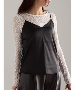 Te chichi 前後2WAYサテン&スムースキャミソール ブラック