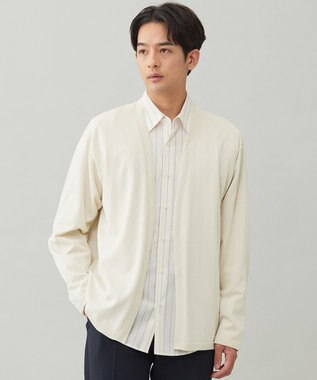 UNFILO MENS 【OCEANS 雑誌・web 掲載 / 男女兼用】TR デイリークリーンシャツ オフホワイト×ブルーストライプ