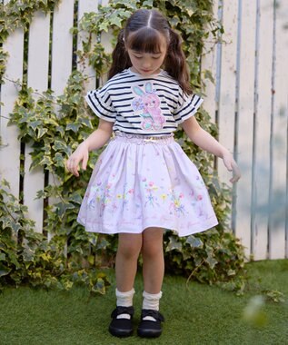 ANY KIDS ウサギ ボーダー Tシャツ ネイビー系