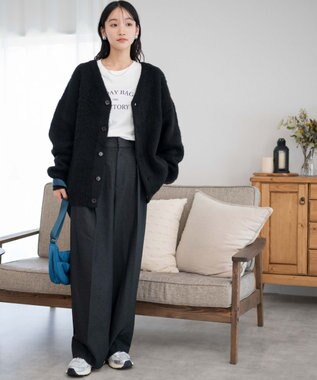 WEGO モヘアライクBIGカーディガン ブラック