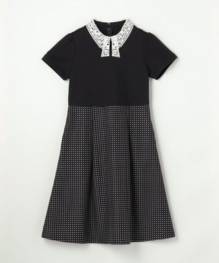 組曲 KIDS 【150-170㎝】 ドットジャガードワンピース＆ジャケットセット ネイビー