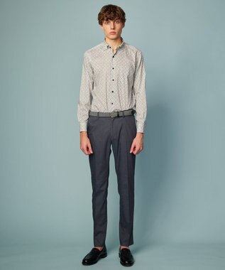 JOSEPH ABBOUD 【ウエストも伸びる！/ストレッチ】ミックスリネンシャンブレーパンツ グレー系