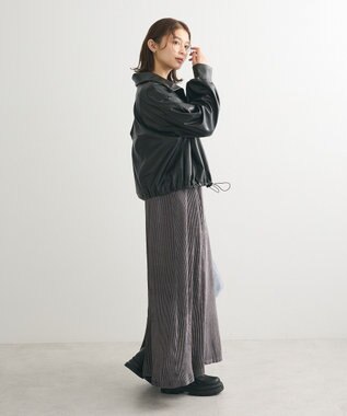 Green Parks ベロアプリーツキャミワンピース Charcoal Gray