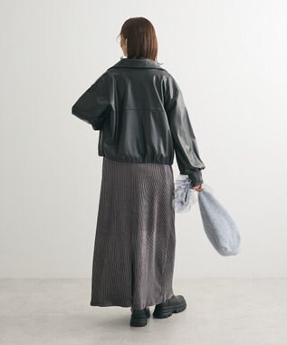 Green Parks ベロアプリーツキャミワンピース Charcoal Gray