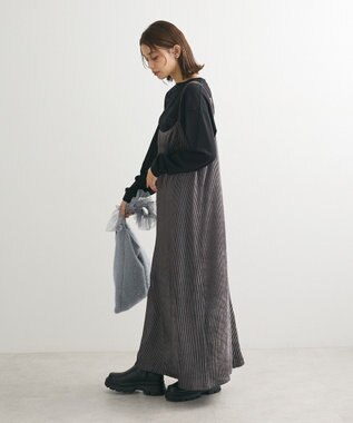 Green Parks ベロアプリーツキャミワンピース Charcoal Gray