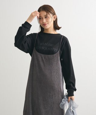 Green Parks ベロアプリーツキャミワンピース Charcoal Gray