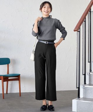 Tiaclasse 【安田美沙子さん着用・選べる2type・洗える】 フリルニットトップス フリル襟：チャコール