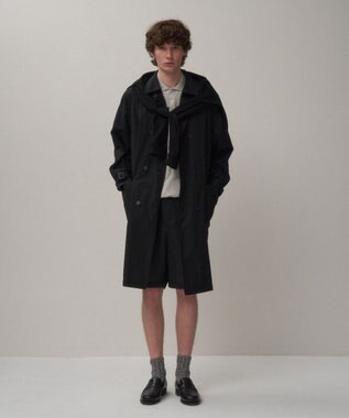 ATON LIGHT TC GABARDINE | ウォッシュトレンチコート - UNISEX BLACK