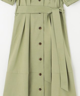 Feroux 【洗える】パフスリーブシャツ ワンピース グリーン系
