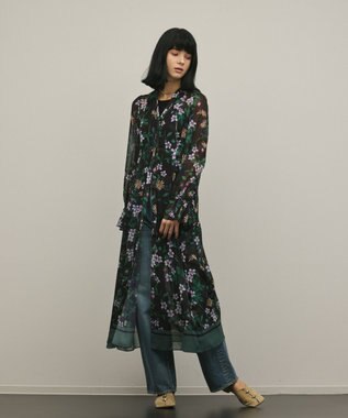 GRACE CONTINENTAL ドロストティアードフレアワンピース ブラック