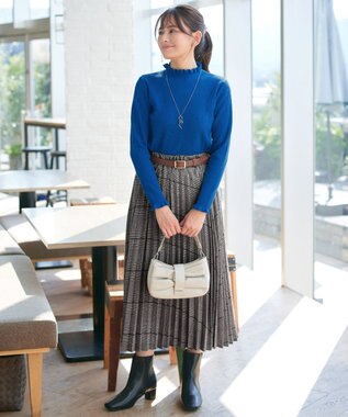 Tiaclasse 【安田美沙子さん着用・選べる2type・洗える】 フリルニットトップス フリル襟：ブルー