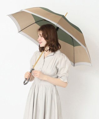 MOONBAT FURLA 長傘 カラーボーダー 耐風 日本製 カーキー