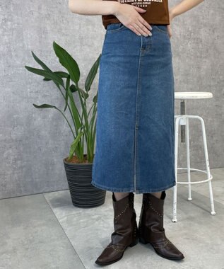 WEGO デニムミドルスカート デニム中濃色