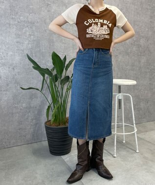 WEGO デニムミドルスカート デニム中濃色