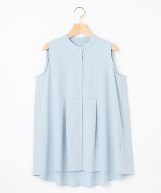 組曲 【洗える】ブラウスライクジャージーノースリーブ カットソー サックスブルー系