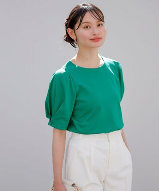 【撥水・汗ジミ防止・UVケア・洗える】スーピマスムース 袖タック Tシャツ